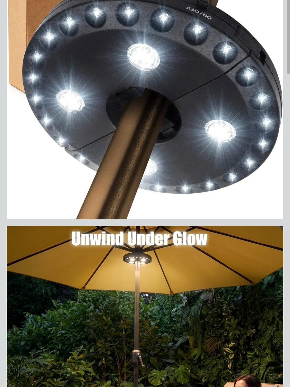 New LED Patio Umbrella Light - Under-Canopy Glow